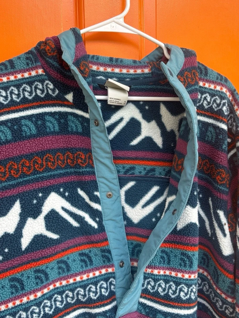The North Face Men's Patterned Fleece Zip Pullover - Teal, Navy & Burgundy